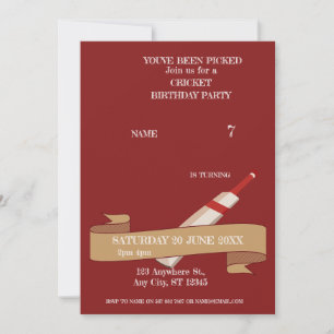 Cricket Birthday Party Sports Invitation