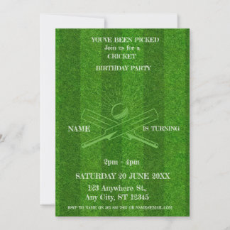 Cricket Birthday Party Sports Invitation
