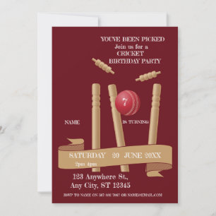 Cricket Birthday Party Sports Invitation 