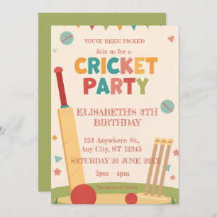Cricket Birthday Party Sports Invitation