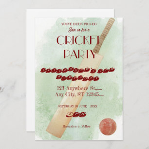 Cricket Birthday Party Sports Invitation