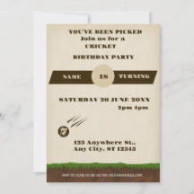 Cricket Birthday Party Sports Invitation