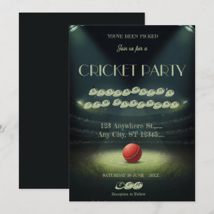 Cricket Birthday Party Sports Invitation