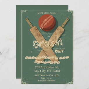 Cricket Birthday Party Sports Invitation