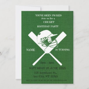 Cricket Birthday Party Sports Invitation 