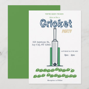 Cricket Birthday Party Sports Invitation