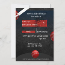 Cricket Birthday Party Sports Invitation