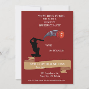Cricket Birthday Party Sports Invitation