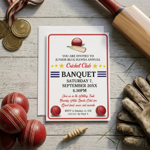 Cricket Club Banquet Invitation Red Navy Stars You