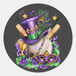 Cricket Costume Excitement At Mardi Gras Festival. Classic Round Sticker