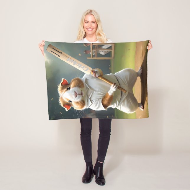 Cricket Craze: The Guinea Pigs Big Match Fleece Blanket (In Situ)
