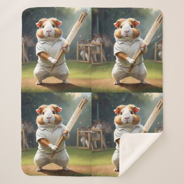 Cricket Craze: The Guinea Pigs Big Match Sherpa Blanket (Front)