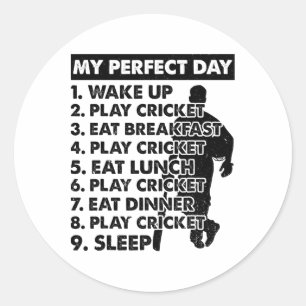 Cricket Day Plan Cricket Player Classic Round Sticker