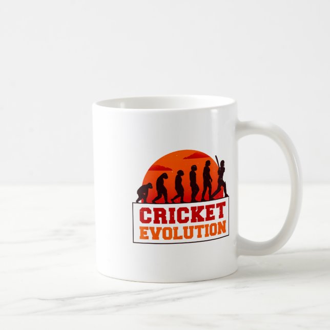 Cricket Evolutionn Funny Sport Fan Cricketer Novel Coffee Mug (Right)