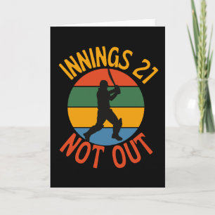 Cricket Fan 21 Year Old Birthday Not Out Card