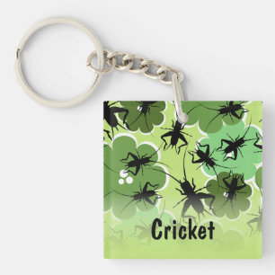 Cricket Floral Pattern Green + Black Key Ring
