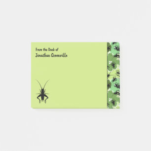 Cricket Floral Pattern Green Black Personalised Post-it Notes