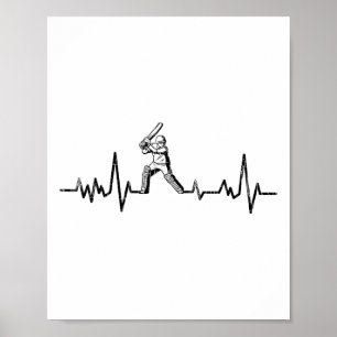 Cricket Funny Heartbeat Graphic For Player 1 Poster