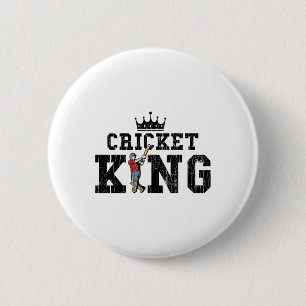 Cricket Funny King Graphic For Player 6 Cm Round Badge