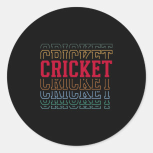 Cricket Funny Layered Text Team Player Coach Youth Classic Round Sticker