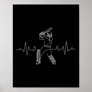 Cricket Game Heartbeat - Tsman Cricketer Bowler Tt Poster