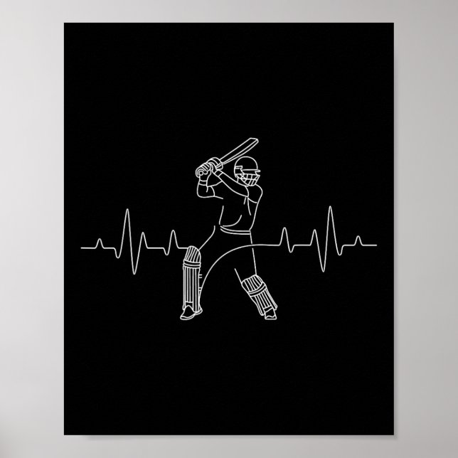 Cricket Game Heartbeat - Tsman Cricketer Bowler Tt Poster (Front)