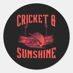 Cricket Game Sports Cricket Player Cricket And Sun Classic Round Sticker