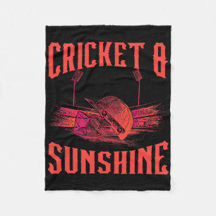 Cricket Game Sports Cricket Player Cricket And Sun Fleece Blanket