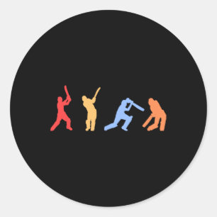 Cricket Gifts - Retro Vintage Colors Cricket Playe Classic Round Sticker