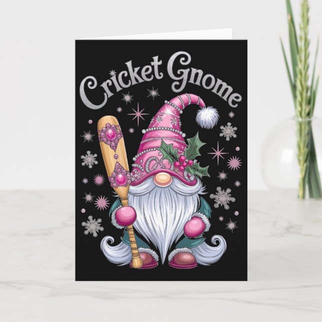 Cricket Gnome Christmas Fun Cheer  Card (Front)