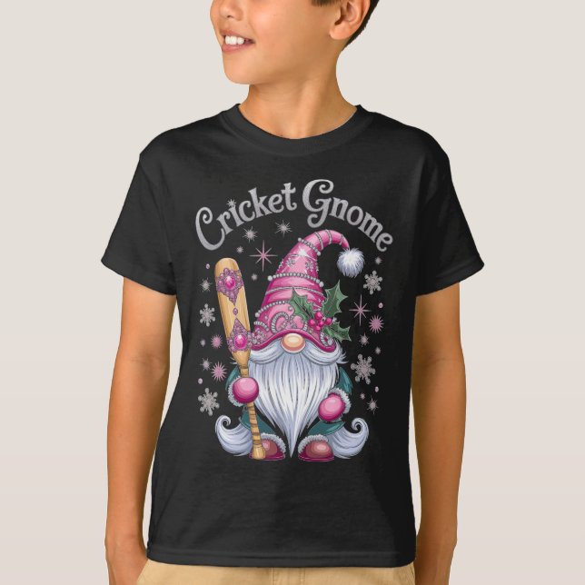 Cricket Gnome Christmas Fun Cheer  T-Shirt (Front)