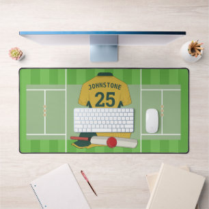 Cricket gold / green club fan/player desk mat