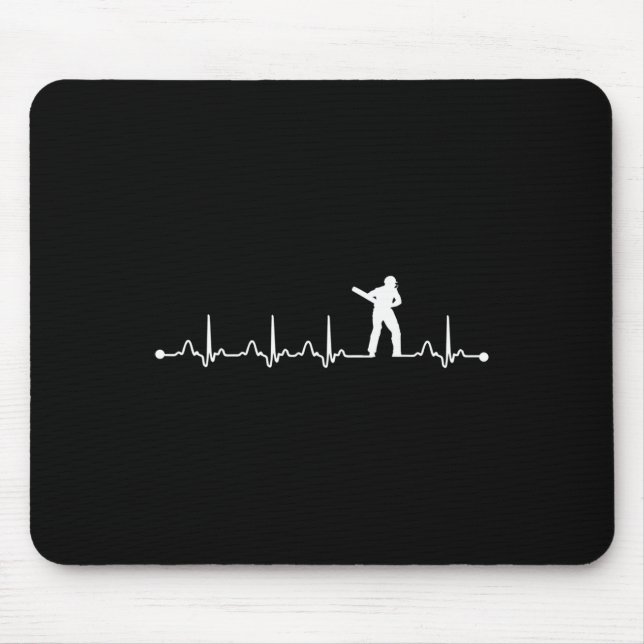 Cricket Heartbeat Ekg Pulse For Cricket Player  Mouse Pad (Front)