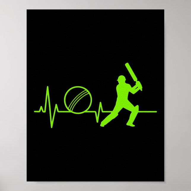 Cricket Heartbeat Tee Pulse Tsman Design For Playe Poster (Front)