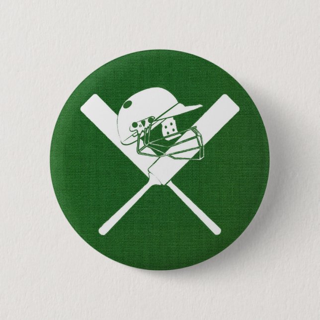 Cricket Helmet and Bats ,  6 Cm Round Badge (Front)