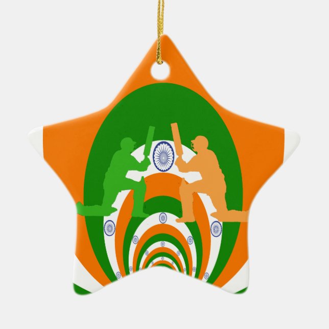 Cricket India Ceramic Tree Decoration (Front)