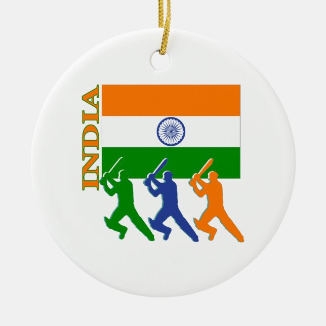 Cricket India Ceramic Tree Decoration (Front)