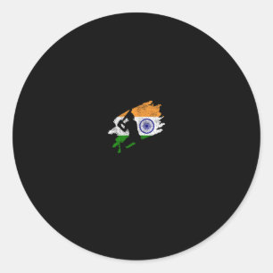 Cricket India Flag Jersey Vintage Gift Classic Round Sticker