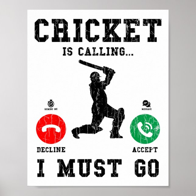 Cricket Is Calling Funny Graphic For Player  Poster (Front)