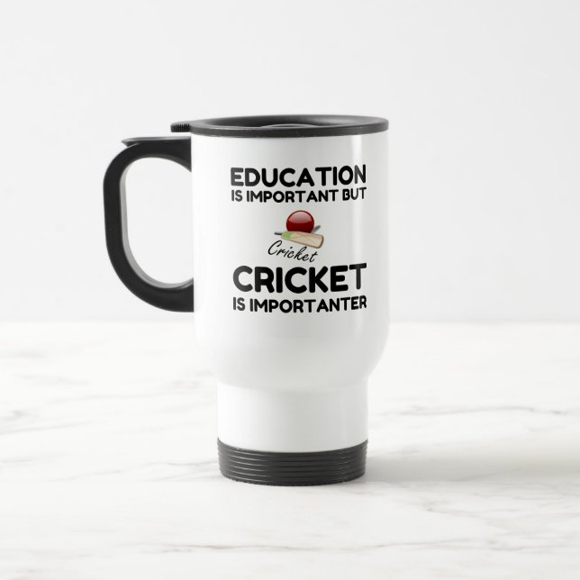 CRICKET IS IMPORTANTER TRAVEL MUG (Left)