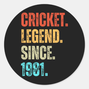 Cricket Legend Since 1981 Retro Birthday  Classic Round Sticker