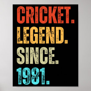 Cricket Legend Since 1981 Retro Birthday Poster