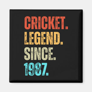 Cricket Legend Since 1987 Retro Birthday Magnet