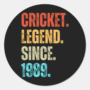Cricket Legend Since 1989 Retro Birthday Classic Round Sticker
