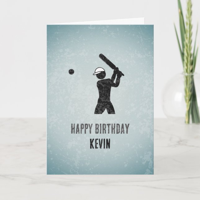 Cricket Lover - Modern Sports Themed Male Birthday Card (Front)