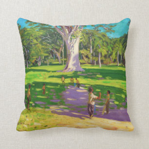Cricket match Botanical Gardens Dominica Cushion