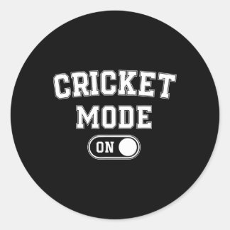 Cricket Mode On Funny Cricketer Gift Bowler Coach Classic Round Sticker