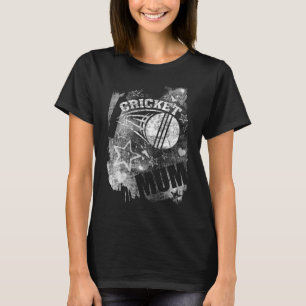Cricket Mum, Black Grunge Cricket T-Shirt