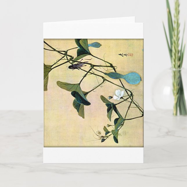 Cricket on a Vine Japanese Woodblock Art Ukiyo-E Card (Front)