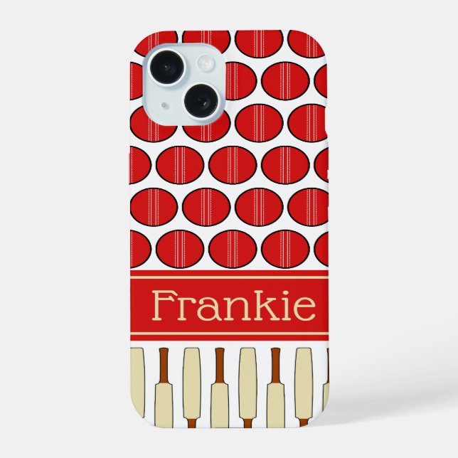 Cricket patterned custom name iPhone 15 case (Back)